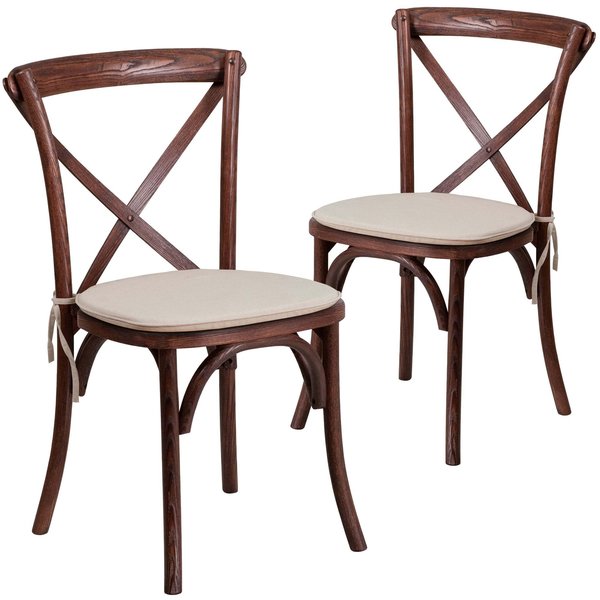 HERCULES Series Mahogany Cross Back Chair with Cushion