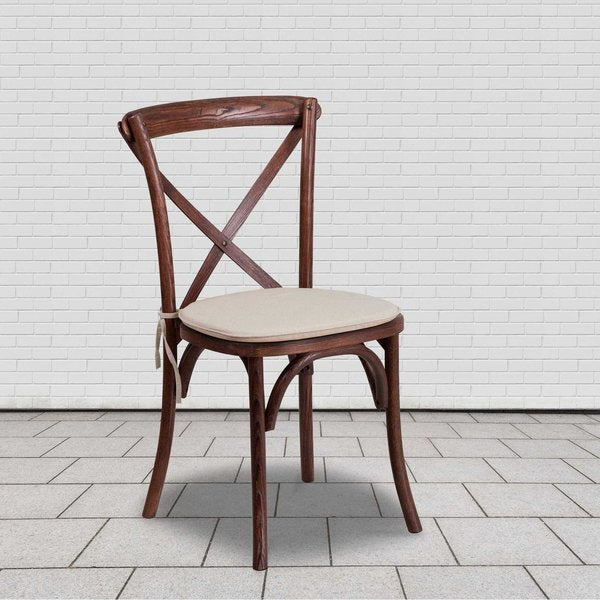 HERCULES Series Mahogany Cross Back Chair with Cushion