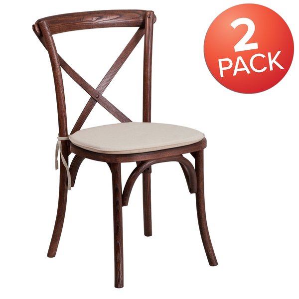 HERCULES Series Mahogany Cross Back Chair with Cushion