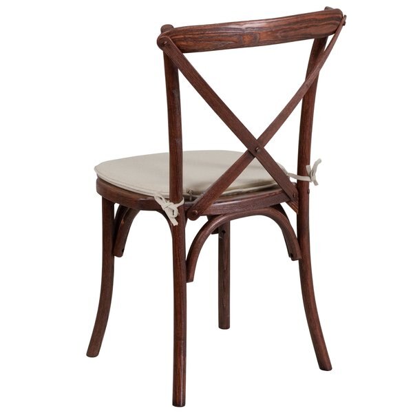 HERCULES Series Mahogany Cross Back Chair with Cushion