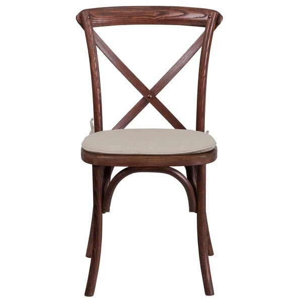 HERCULES Series Mahogany Cross Back Chair with Cushion