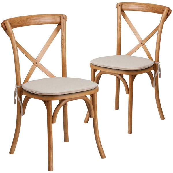 HERCULES Series Oak Cross Back Chair with Cushion