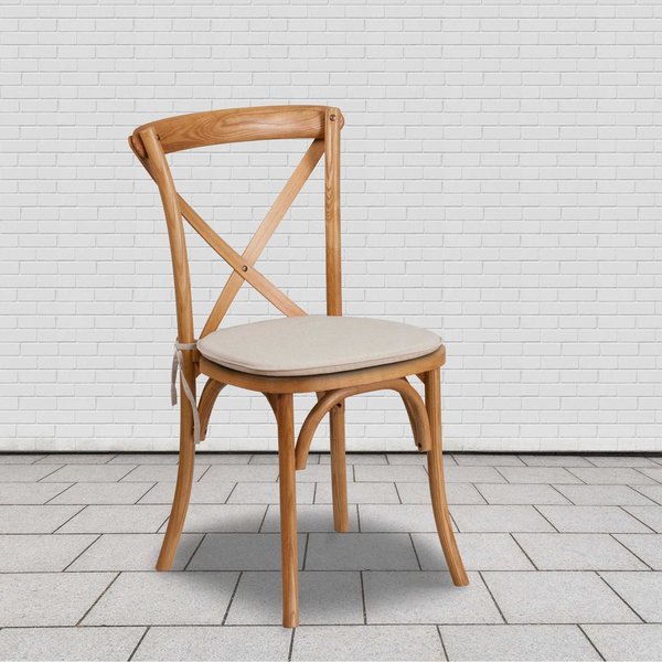 HERCULES Series Oak Cross Back Chair with Cushion