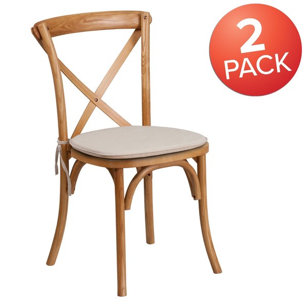 HERCULES Series Oak Cross Back Chair with Cushion