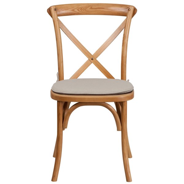HERCULES Series Oak Cross Back Chair with Cushion