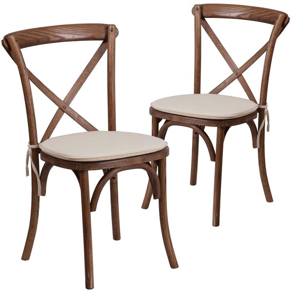 HERCULES Series Pecan Cross Back Chair with Cushion