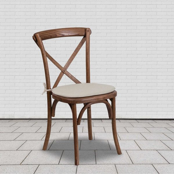 HERCULES Series Pecan Cross Back Chair with Cushion