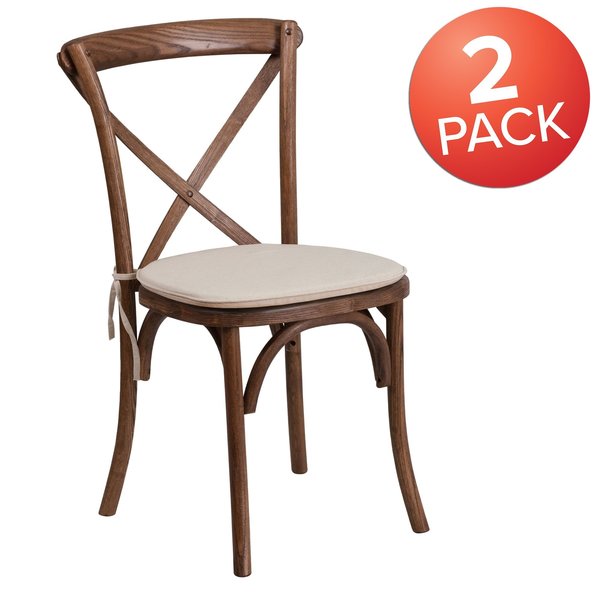 HERCULES Series Pecan Cross Back Chair with Cushion