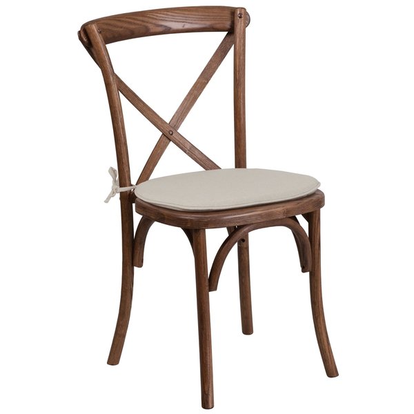 HERCULES Series Pecan Cross Back Chair with Cushion