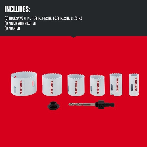 Bi-Metal Hole Saw Set, 7 pieces