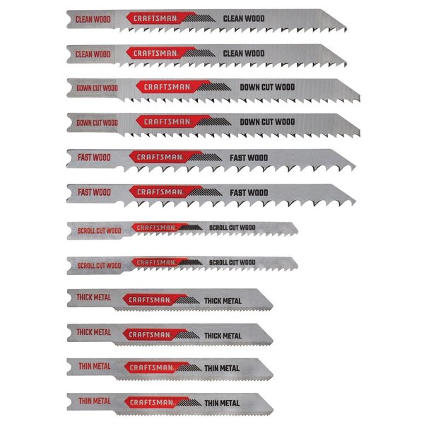 U-Shank Jig Saw Blade Kit, 12 pieces