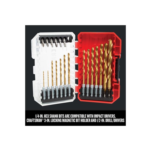 Titanium Nitride Coating Drill/Drive Set, 21 pieces
