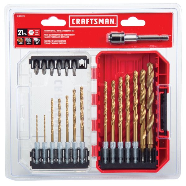Titanium Nitride Coating Drill/Drive Set, 21 pieces