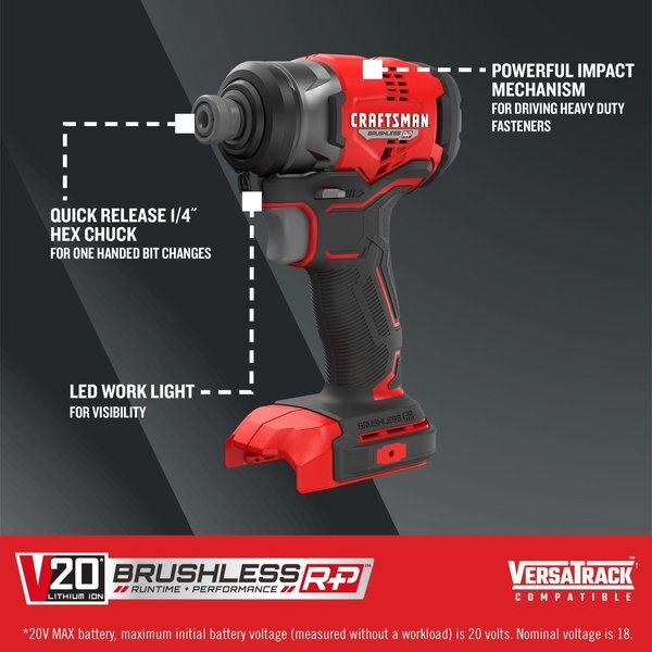 V20 Cordless Impact Driver, 1/4