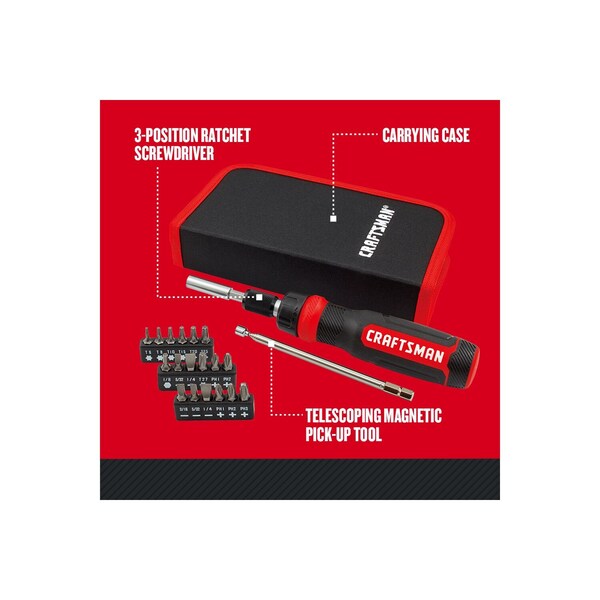 Multi-Bits Ratcheting Screwdriver, 26-pc
