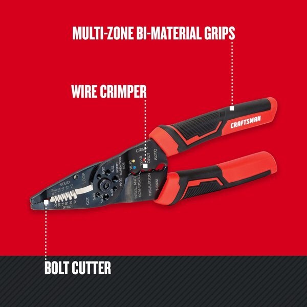 Wire Stripper, Crimp, 10 to 22 AWG, 8