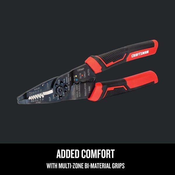 Wire Stripper, Crimp, 10 to 22 AWG, 8