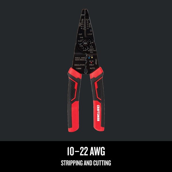 Wire Stripper, Crimp, 10 to 22 AWG, 8