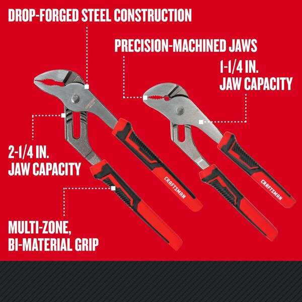 Groove Joint Plier Set, Flat Jaw, 10
