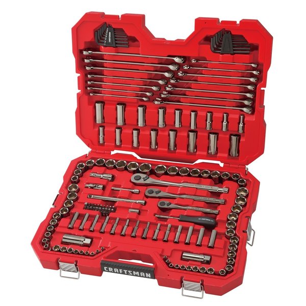 1/4 | 3/8 | 1/2 Drive Tool Set, 121-pc Gunmetal Chrome Mechani, Fractional & Metric, 120 pcs