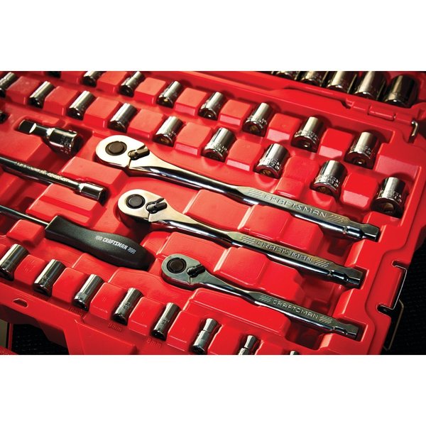 1/4 | 3/8 | 1/2 Drive Tool Set, 121-pc Gunmetal Chrome Mechani, Fractional & Metric, 120 pcs