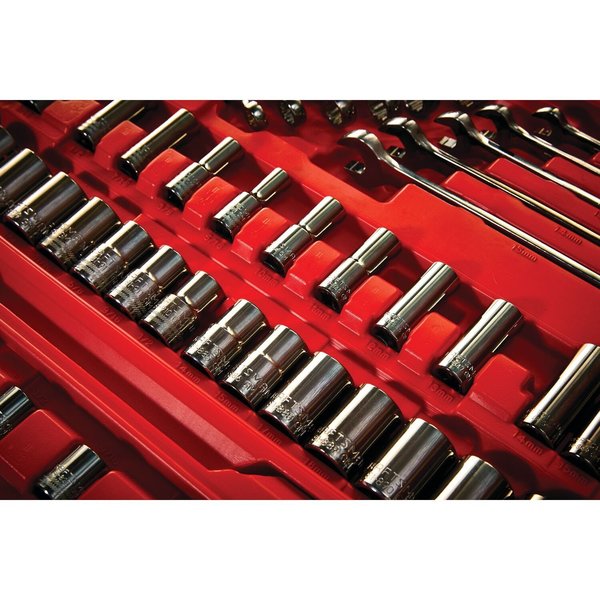 1/4 | 3/8 | 1/2 Drive Tool Set, 121-pc Gunmetal Chrome Mechani, Fractional & Metric, 120 pcs