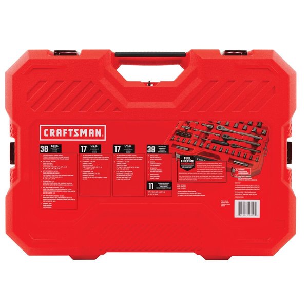 1/4 | 3/8 | 1/2 Drive Tool Set, 121-pc Gunmetal Chrome Mechani, Fractional & Metric, 120 pcs
