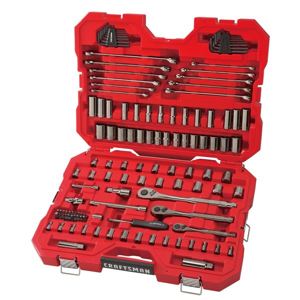 1/4 | 3/8 | 1/2 Drive Tool Set, 150-pc Gunmetal Chrome Mechani, Fractional & Metric, 150 pcs