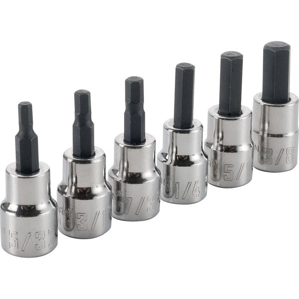 Sockets, 6-pc SAE Hex Bit Socket, SAE 3/8