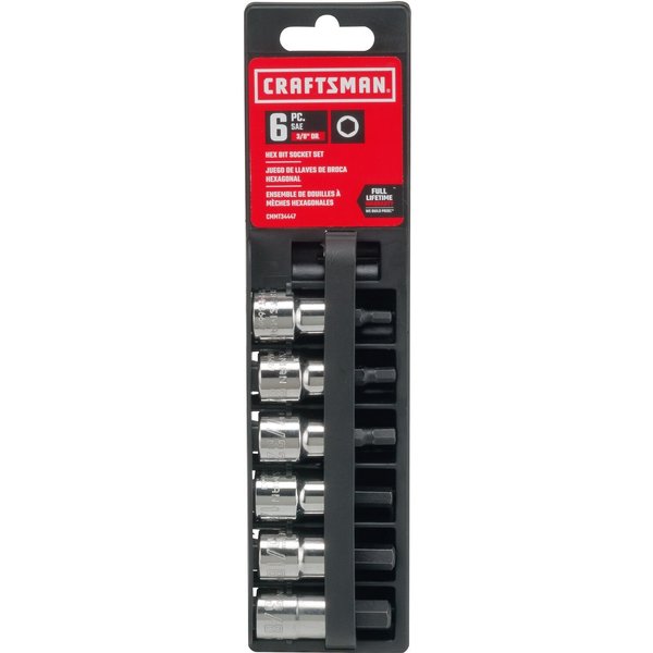 Sockets, 6-pc SAE Hex Bit Socket, SAE 3/8