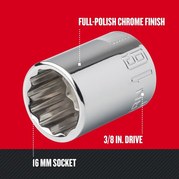 Sockets, 16 mm S x 3/8