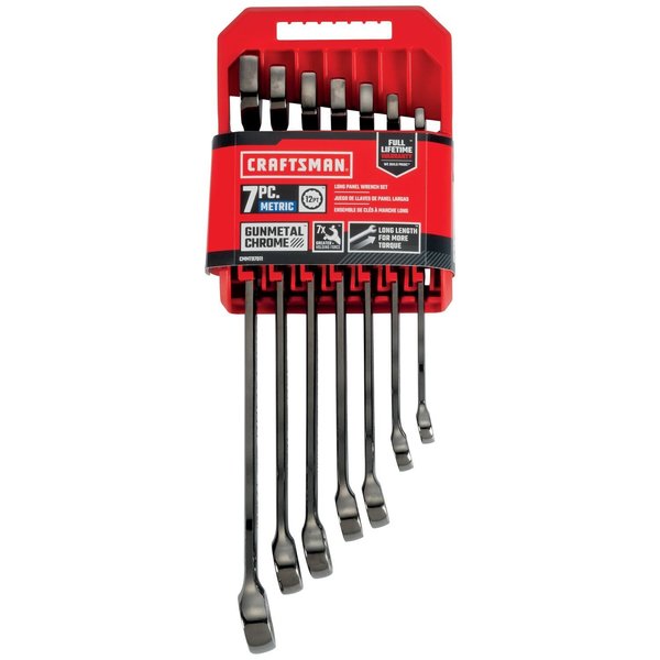 Wrenches, 7-pc Metric Gunmetal Chrome Lo