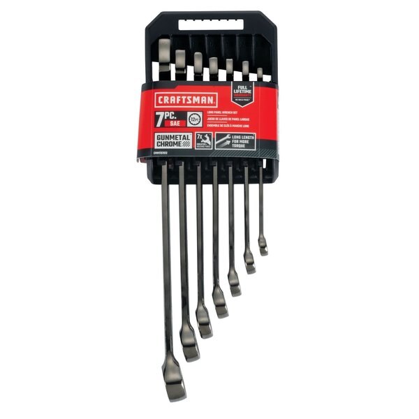 Wrenches, 7-pc SAE Gunmetal Chrome Long-