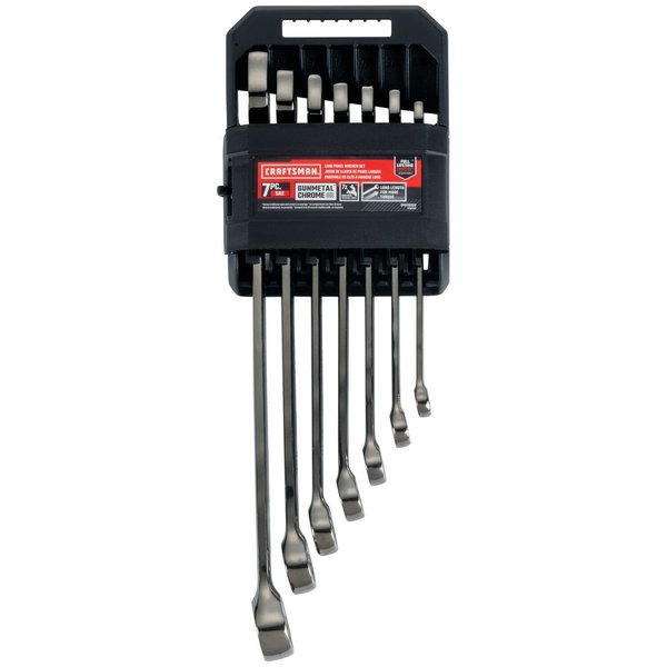Wrenches, 7-pc SAE Gunmetal Chrome Long-