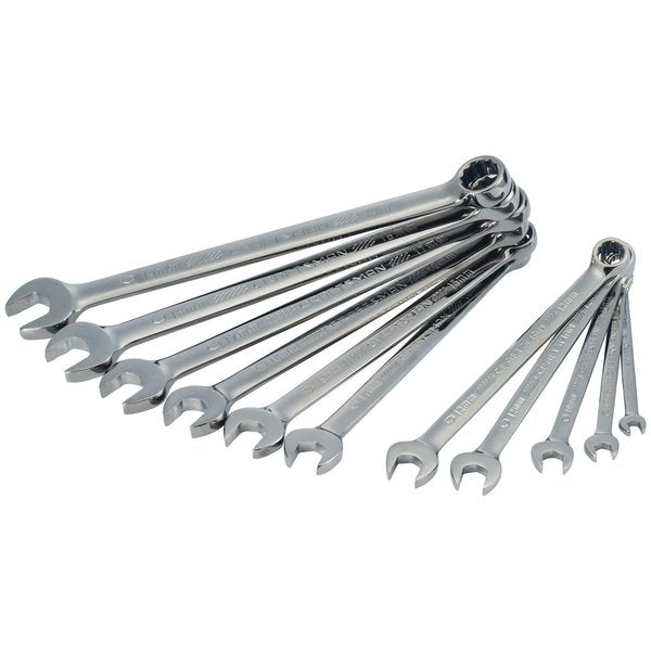 Wrenches, 11-pc Metric Gunmetal Chrome L