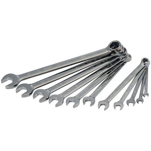 Wrenches, 11-pc SAE Gunmetal Chrome Long
