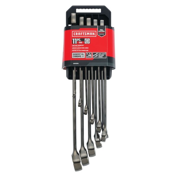 Wrenches, 11-pc SAE Gunmetal Chrome Long