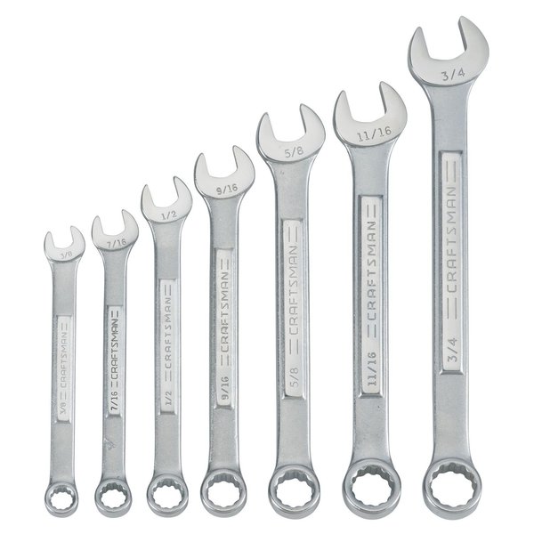 Wrenches, 7 pc SAE Raised-Panel Combinat