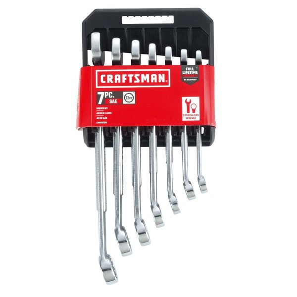 Wrenches, 7 pc SAE Raised-Panel Combinat