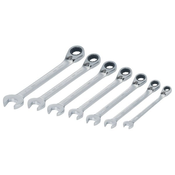 Standard, Wrenches, 7-pc Metric Reversible Ratchet, Polished Chrome