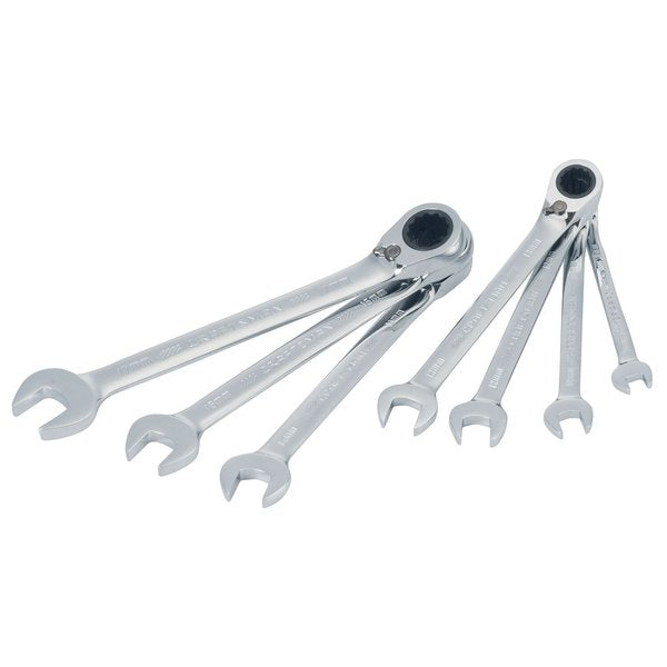 Standard, Wrenches, 7-pc Metric Reversible Ratchet, Polished Chrome