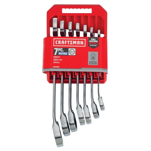 Standard, Wrenches, 7-pc Metric Reversible Ratchet, Polished Chrome