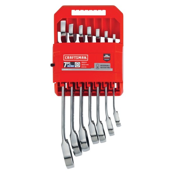Standard, Wrenches, 7-pc Metric Reversible Ratchet, Polished Chrome
