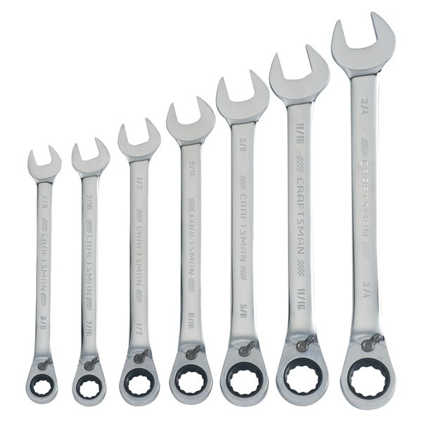 Wrenches, 7-pc SAE Reversible Ratcheting