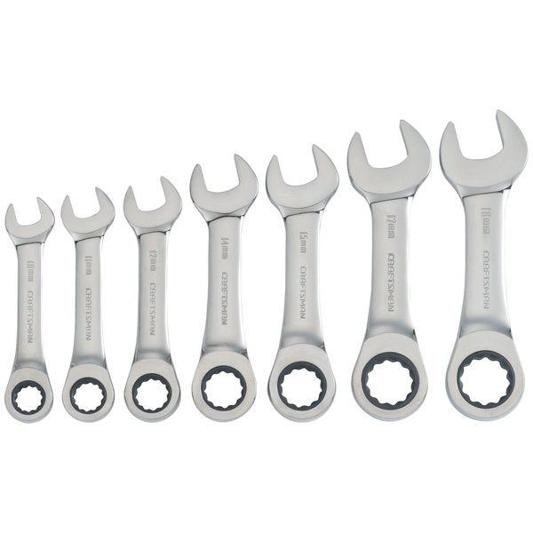 Wrenches, 7-pc Metric Stubby Ratcheting