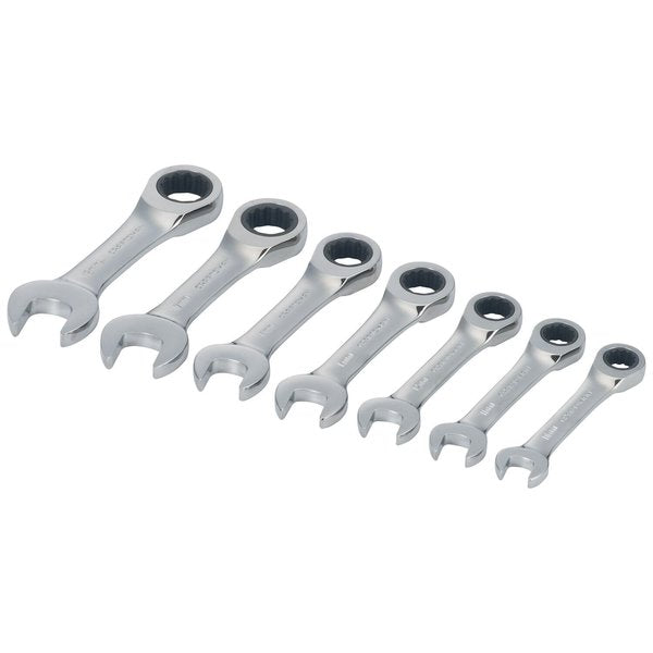 Wrenches, 7-pc Metric Stubby Ratcheting