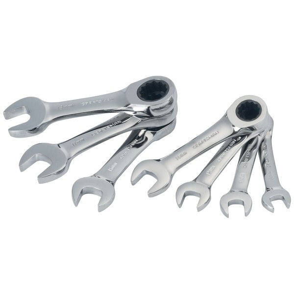 Wrenches, 7-pc Metric Stubby Ratcheting