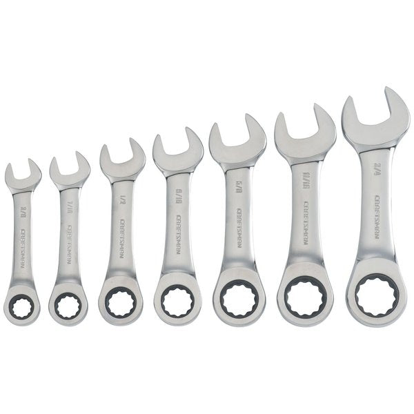 Wrenches, 7-pc SAE Stubby Ratcheting Wre