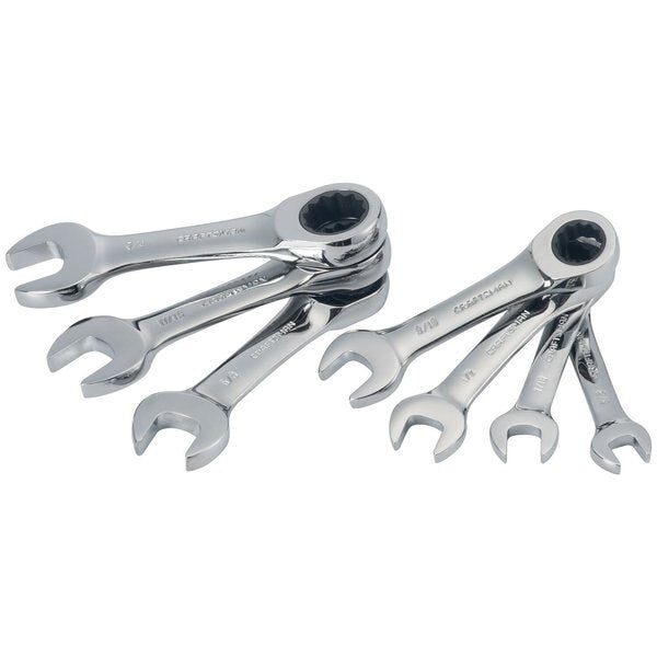 Wrenches, 7-pc SAE Stubby Ratcheting Wre