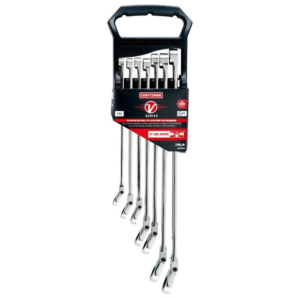 Flexible Head, V-Series XXL SAE Ratchet Flex Head Doubl, Polished Chrome